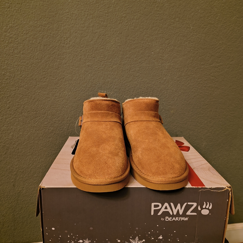 BearPaw Pawz Chestnut Suede Ankle Boots